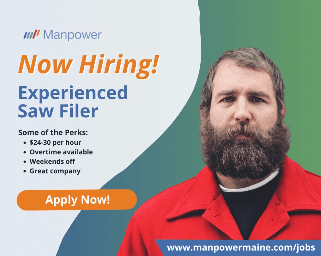 Experienced Saw Filer in Portage
Pay Rate: Competitive DOE: $24.00 to $30.00 per hour
Schedule: Monday-Friday Days
Assignment Length: Temp to Hire

We have an immediate opening for an experienced Saw Filer to join the maintenance department at our client in Portage. If you're seeking a hands-on role with a dynamic team and a range of daily tasks, this opportunity is for you. Enjoy competitive pay, weekends off, and the chance for overtime.

Perks of the position:
•	Full-time schedule with weekends off
•	Competitive pay 
•	Opportunities for overtime available for those seeking additional hours
•	Full benefits package when hired on permanently 

What you'll be doing:
•	Examining form and texture of saws to detect imperfections
•	Performing routine maintenance and repairs on saw blades, ensuring they are sharp and properly set for optimal performance
•	Repairing or replacing defective parts as necessary
•	Following safe work practices and adhering to all safety procedures

Skills necessary to do the job:
•	Expertise in examining form and texture of saws to detect imperfections
•	Ability to perform routine maintenance and repairs on saw blades for optimal performance.
•	Capability to repair or replace defective parts as necessary.
•	High school diploma or equivalent.
•	Minimum 2 years of experience in the field.
•	Knowledge of safety rules and regulations.
•	Self-motivated, punctual, and dependable.

If you're ready to take on a challenging yet rewarding role in a dynamic work environment, apply today! Simply choose an option below to start a conversation.

Apply Online: See below
Call or Text “FILER” to 207-554-4376
Email: Aroostook.me@manpower.com	

Job ID: 5589251
#PANOME