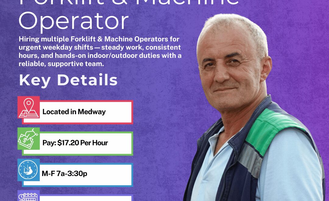 Forklift & Machine Operator - Medway - Web