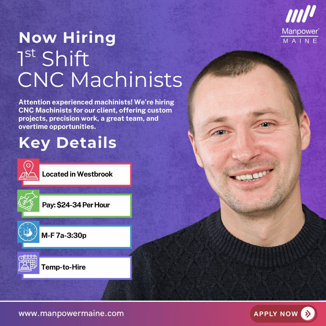 1st Shift CNC Machinists - Westbrook - Web 1st Shift CNC Machinists - Westbrook - Web