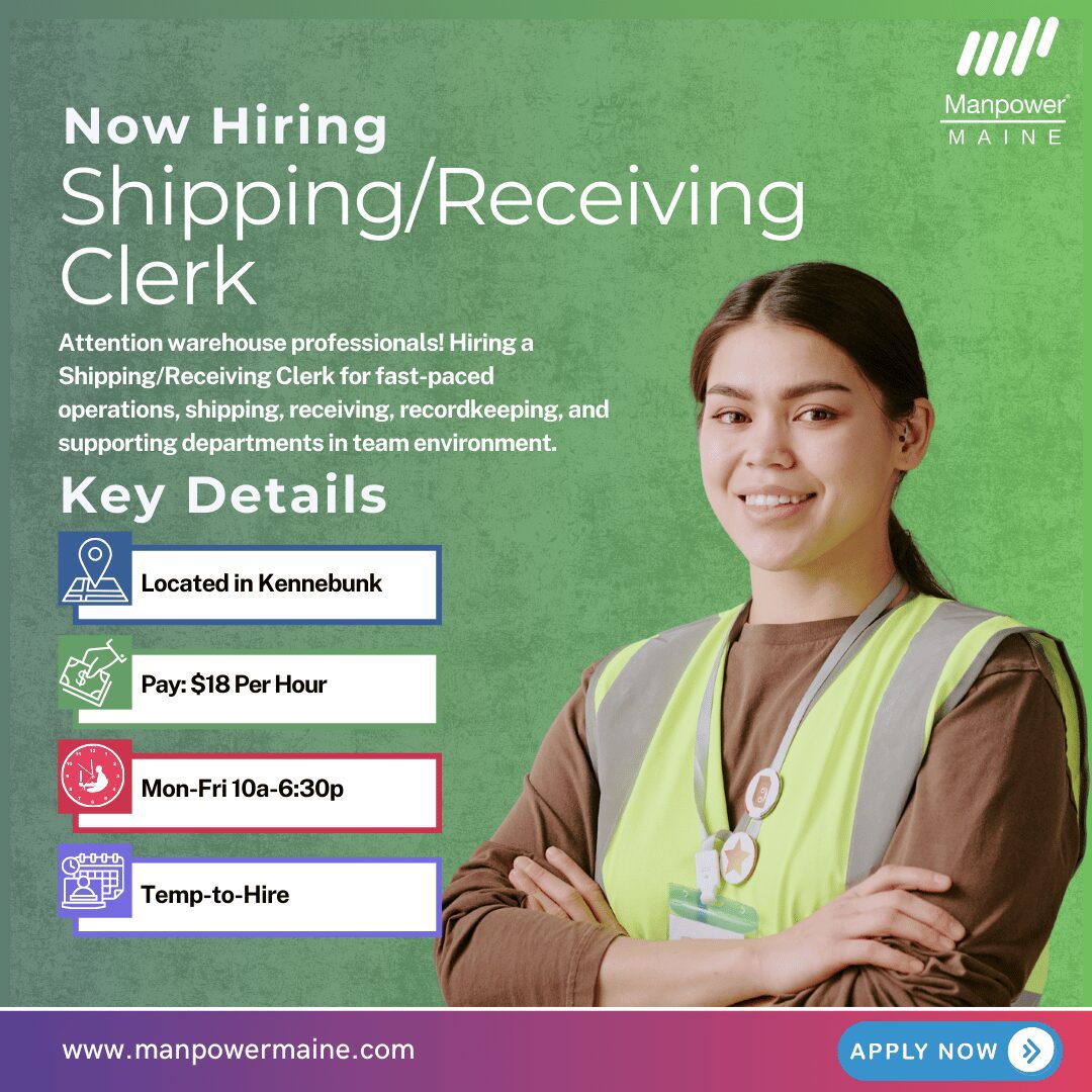 ShippingReceiving Clerk - Kennebunk - Web
