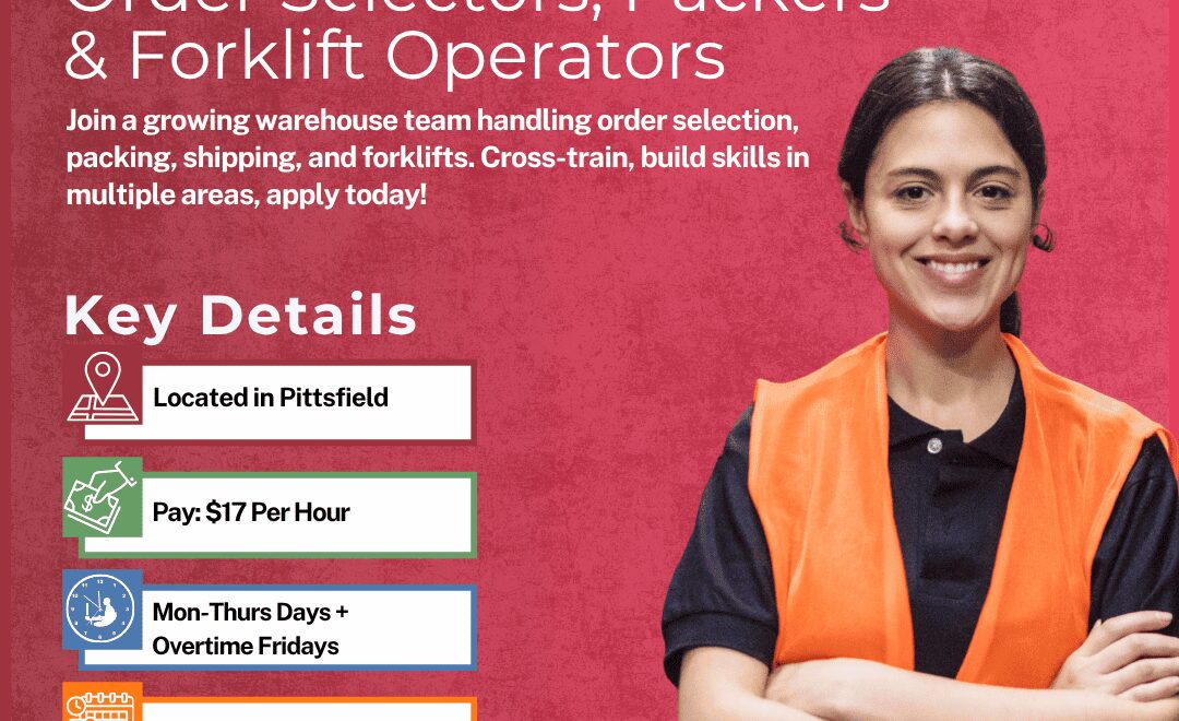 Warehouse Order Selectors, Packers & Forklift - Pittsfield - Web